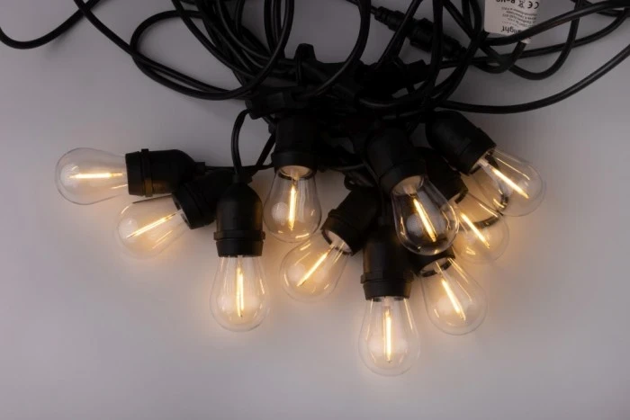 Girlanda ogrodowa LED 10 m – świecące żarówki 10× G45 E27 1 W, 2700 K (IP44), EC20087 - widok z góry