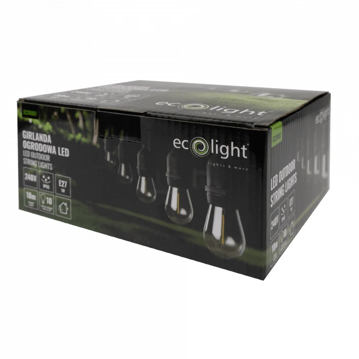Girlanda ogrodowa LED 10 m 10× G45 E27 1 W, 2700 K (IP44), EC20087 - opakowanie