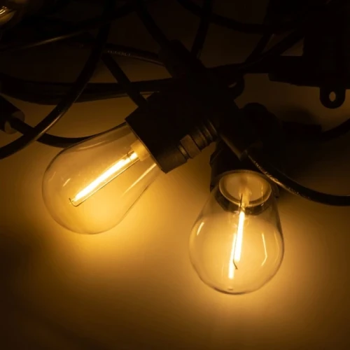 Solarna girlanda LED 10 m – świecące żarówki 10× G45 E27 0.3 W, 2700 K (IP44), EC20088