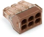 WAGO 773-606 – szybkozłączka sześciokrotna, 6× 1,5–4 mm² (drut), brązowa